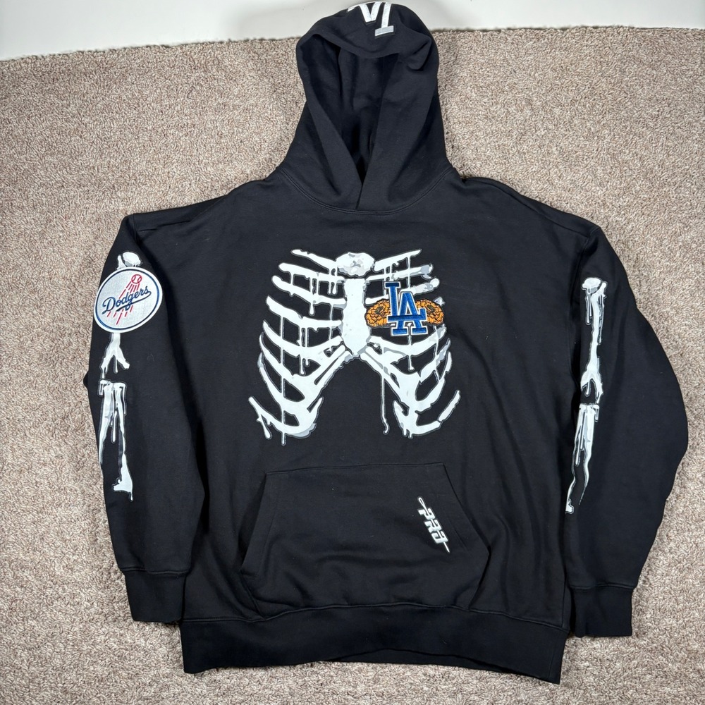 Pro Standard MLB Los Angeles Dodgers Skeleton Sugar Skull‎ Hoodie Black Mens L